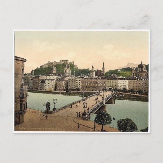 Stedenbrug, Salzburg, Oostenrijks-Hongaarse zeldza Briefkaart (Voorkant)