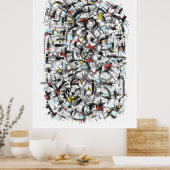 Stedenkaart inkt kunst poster (Keuken)