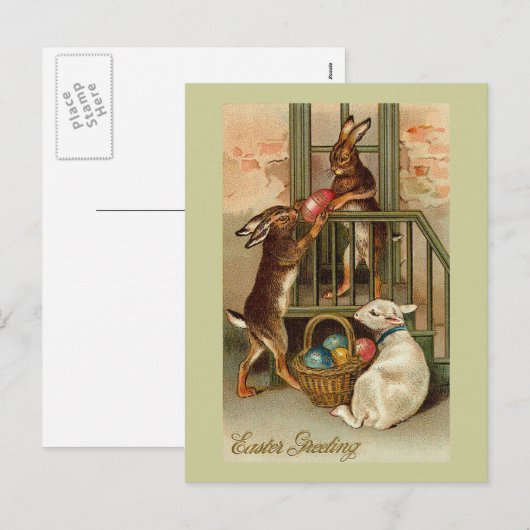 Stedenpaasbundels met Lamb-Vintage Feestdagenkaart (Voorkant / Achterkant)