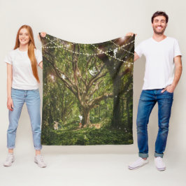 Stedenpaddenstoelen met gekanaliseerde bossen fleece deken