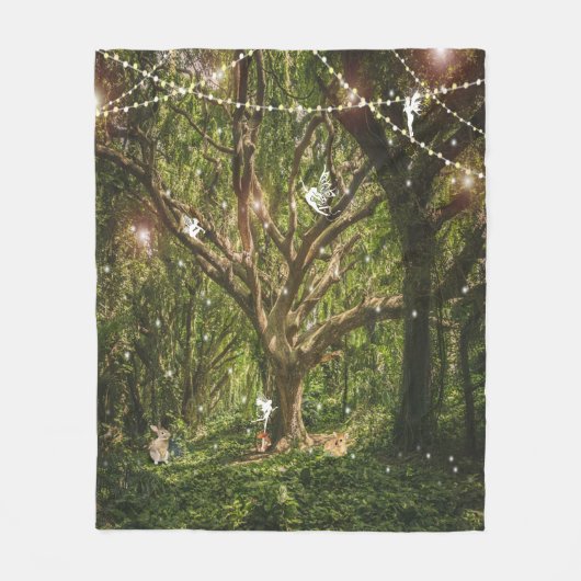 Stedenpaddenstoelen met gekanaliseerde bossen fleece deken (Voorkant)