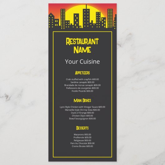 Stedenzonsopgang, Restaurant Slimline Menu (Voorkant)