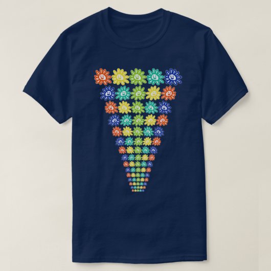 Steeds afnemende rijen van Smiley Face Daisy Flowe T-shirt (Design voorkant)