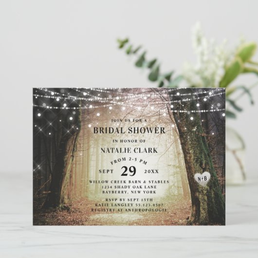 steeds meer | Betoverd bos amber Vrijgezellenfeest Kaart (Staand voorkant)