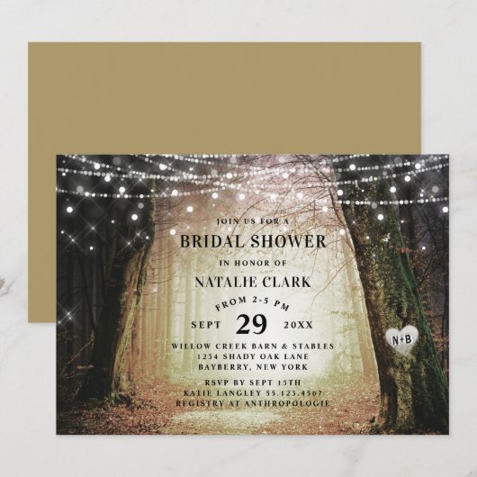 steeds meer | Betoverd bos amber Vrijgezellenfeest Kaart (Voorkant / Achterkant)