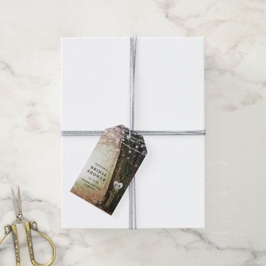 steeds meer | Betoverd bos | amberkleurig Vrijgeze Cadeaulabel (Met Touw)