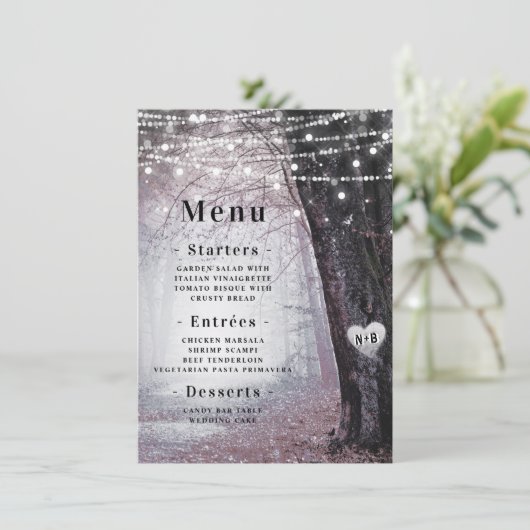 steeds meer | Betoverd sprookjesbos | Mauve Dinner Menu (Staand voorkant)