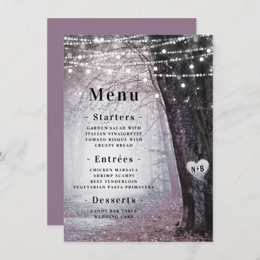 steeds meer | Betoverd sprookjesbos | Mauve Dinner Menu (Voorkant / Achterkant)