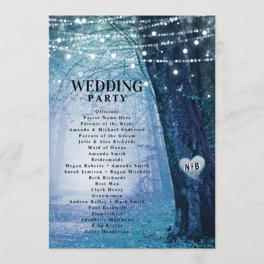 steeds meer | Betoverde Fairy Forest Blue Ceremony Programmakaart (Achterkant)