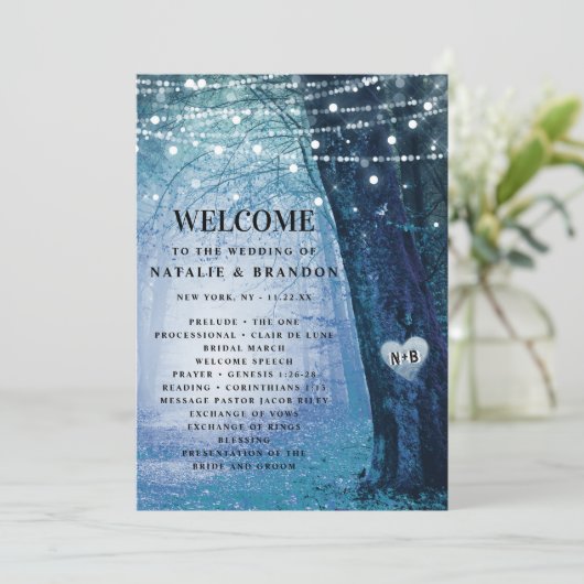 steeds meer | Betoverde Fairy Forest Blue Ceremony Programmakaart (Staand voorkant)
