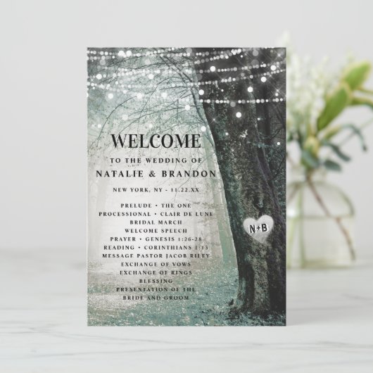 steeds meer | Betoverde Fairy Forest Moss Ceremoni Programmakaart (Staand voorkant)