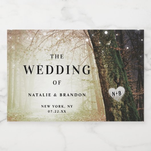 steeds meer | betoverde fee bos bruiloft welkom sparkling wijnetiket (Enkel label)