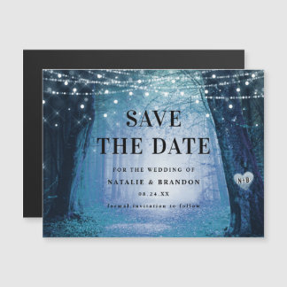 steeds meer | Enchanted Forest Blue Save the Date Magnetische Uitnodiging