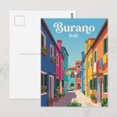Steeg in Burano Italië Briefkaart (Voorkant / Achterkant)