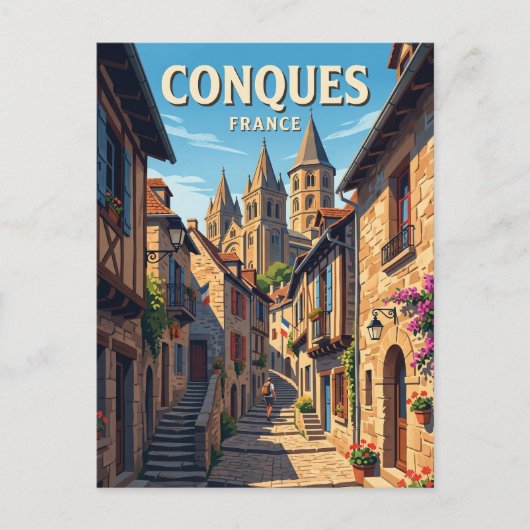 Steeg in Conques Frankrijk Briefkaart (Voorkant)