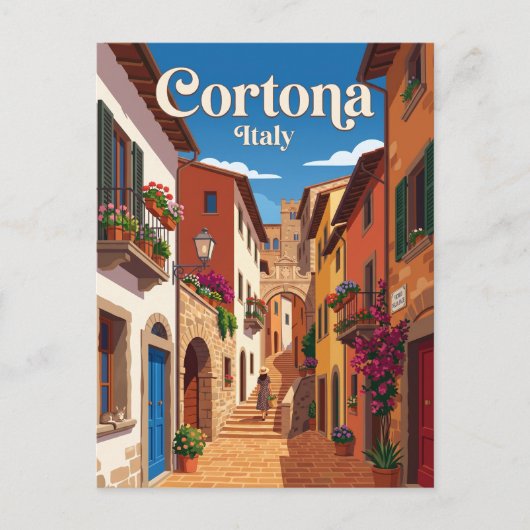 Steeg in Cortona Italië Briefkaart (Voorkant)