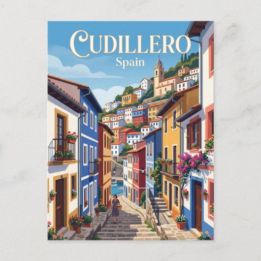 Steeg in Cudillero Spanje Briefkaart (Voorkant)