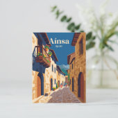 Steeg in het oude centrum van Aínsa Spanje Briefkaart (Staand voorkant)