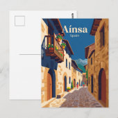 Steeg in het oude centrum van Aínsa Spanje Briefkaart (Voorkant / Achterkant)