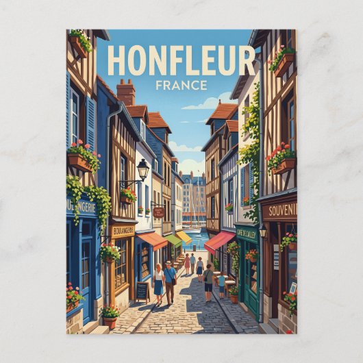 Steeg in oude stad Honfleur Frankrijk Briefkaart (Voorkant)