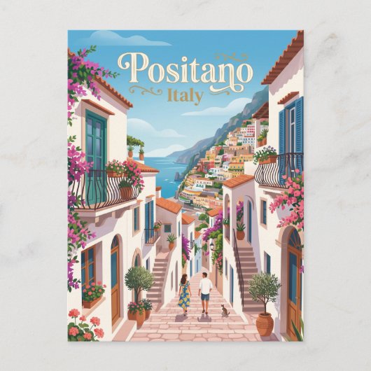 Steeg in Positano Italië Briefkaart (Voorkant)