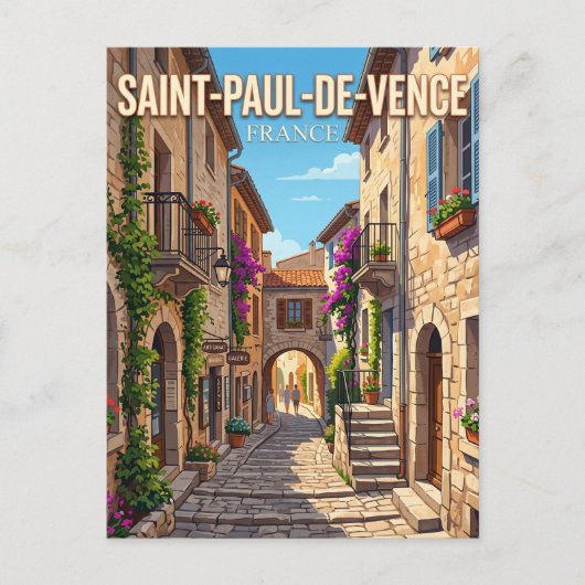 Steeg in Saint-Paul-de-Vence Frankrijk Briefkaart (Voorkant)