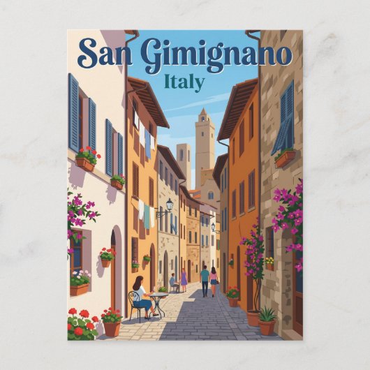 Steeg in San Gimignano Italië Briefkaart (Voorkant)