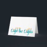 Steek de Lichten aan Feestdagen Kaart<br><div class="desc">Steek de kaart van de Chanoeka van Lichten aan,  neemt het typografische ontwerp aangestoken kaarsen op.</div>