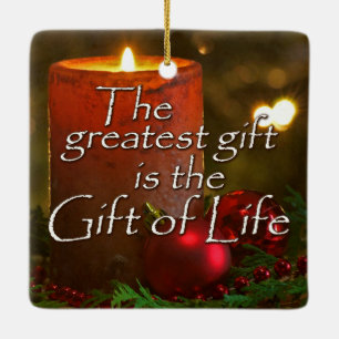 Steek een kaars aan ter ere van Donor Kerstmis Tra Keramisch Ornament