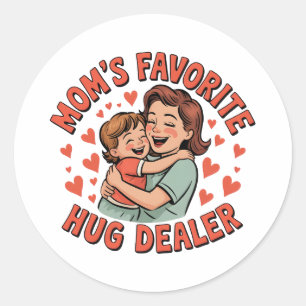 Steek een knuffel overal - de liefde van mama in e ronde sticker