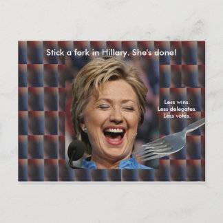 Steek een vork in Hillary. Ze is klaar! Briefkaart