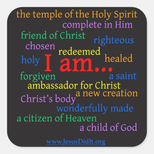 Steek je identiteit in Christus ergens om je te he Vierkante Sticker (Voorkant)