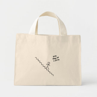 Steek man op de trappenzak met één stap tegelijk mini tote bag