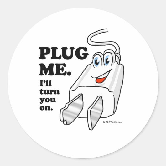 steek me in het stopcontact ronde sticker (Voorkant)