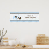 Steek Olifant Blauwe Baby Shower Slagboom Poster (Keuken)
