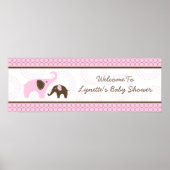 Steek Olifant Roze Baby Shower Vlag Poster (Voorkant)