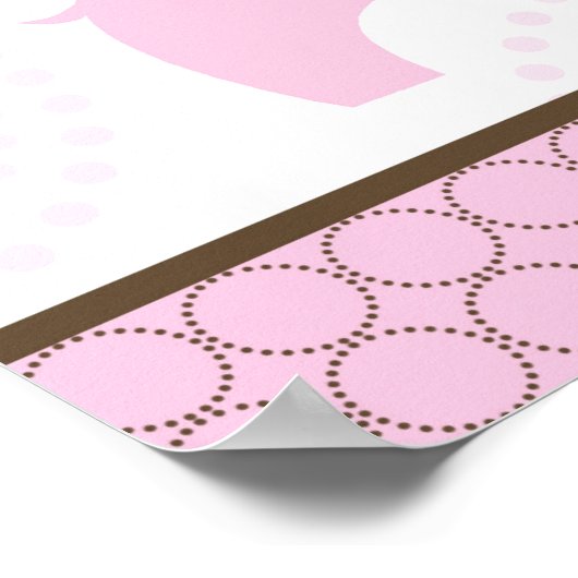 Steek Olifant Roze Baby Shower Vlag Poster (Hoek)