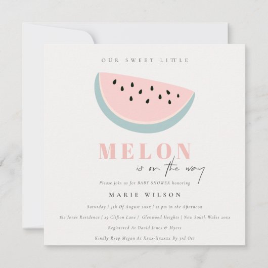 Steek ons kleine Melon Pastel Roze Baby shower Kaart (Voorkant)