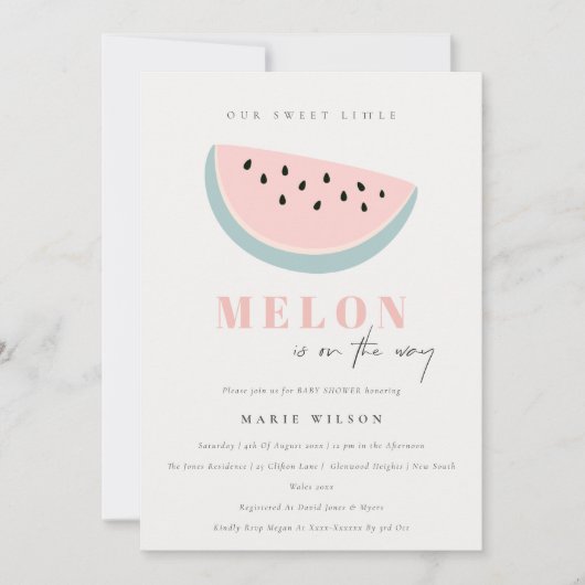 Steek ons kleine Melon Pastel Roze Baby shower Kaart (Voorkant)