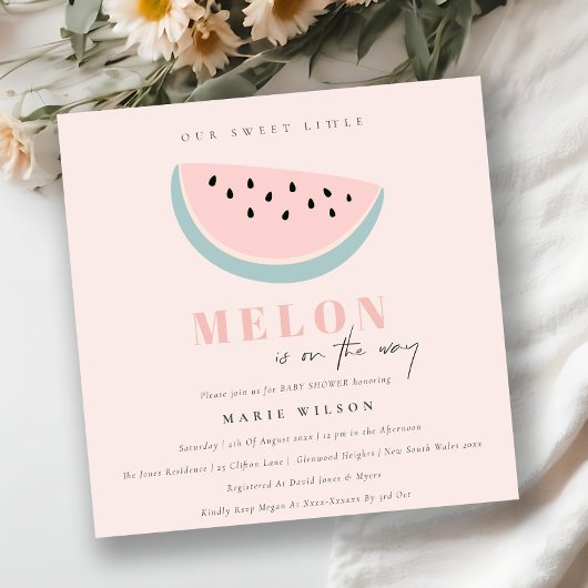 Steek ons kleine Melon Pastel Roze Baby shower Kaart