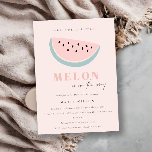 Steek ons kleine Melon Pastel Roze Baby shower Kaart