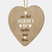 Steek onze eerste Valentijnsdag bij elkaar Keramisch Ornament (Links)