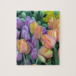 Steek van kleurrijke tulpen legpuzzel