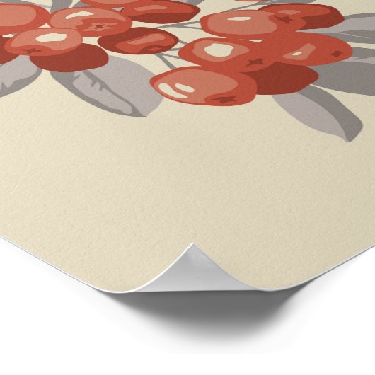 Steek van rijpe rode aronia bessen poster (Hoek)