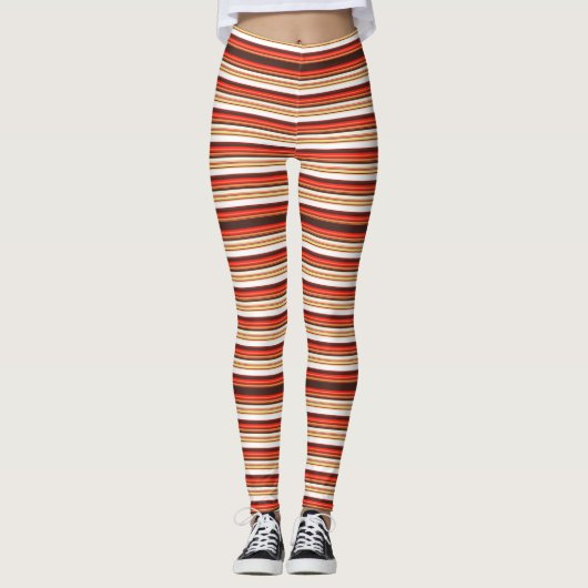 Steekbruine rode strepen leggings (Voorkant)