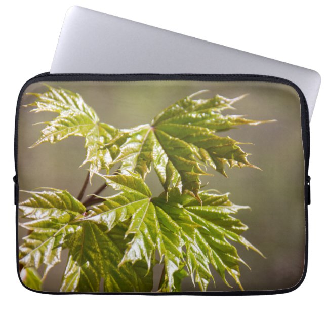 Steekgroene appelvertakking met kleine bladeren laptop sleeve (Voorkant)