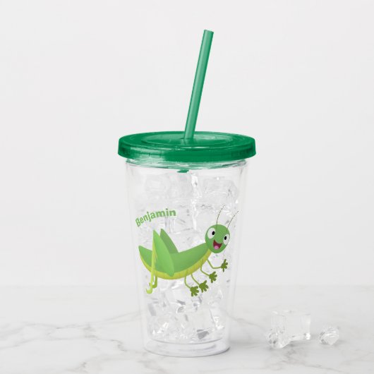 Steekgroene dolle cartoon acryl drinkbeker (Achterkant ijs)