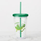Steekgroene dolle cartoon acryl drinkbeker (Voorkant)