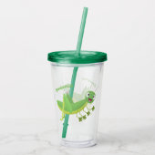 Steekgroene dolle cartoon acryl drinkbeker (Achterkant)
