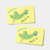 Steekgroene dolle cartoon badge (Voor- en achterkant)